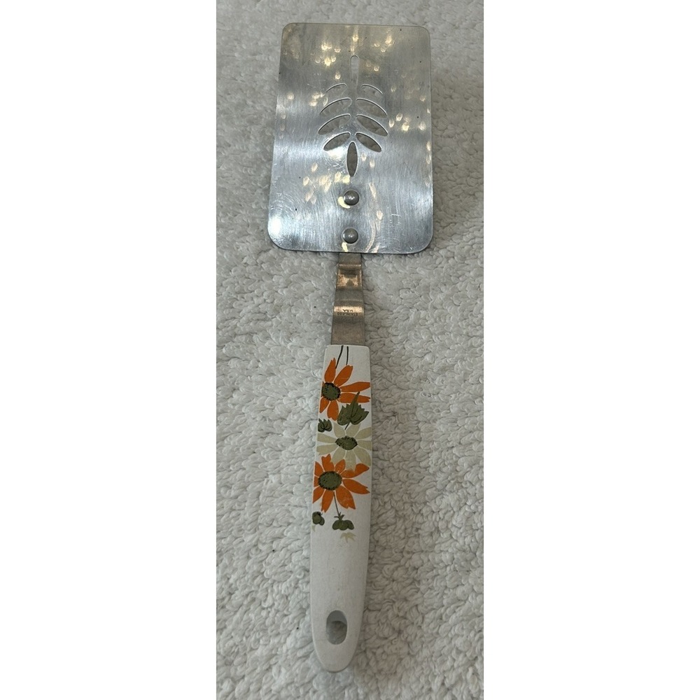 Vtg EKCO Country Garden Daisy Flowers Small Stainless Slotted Spatula **EUC**